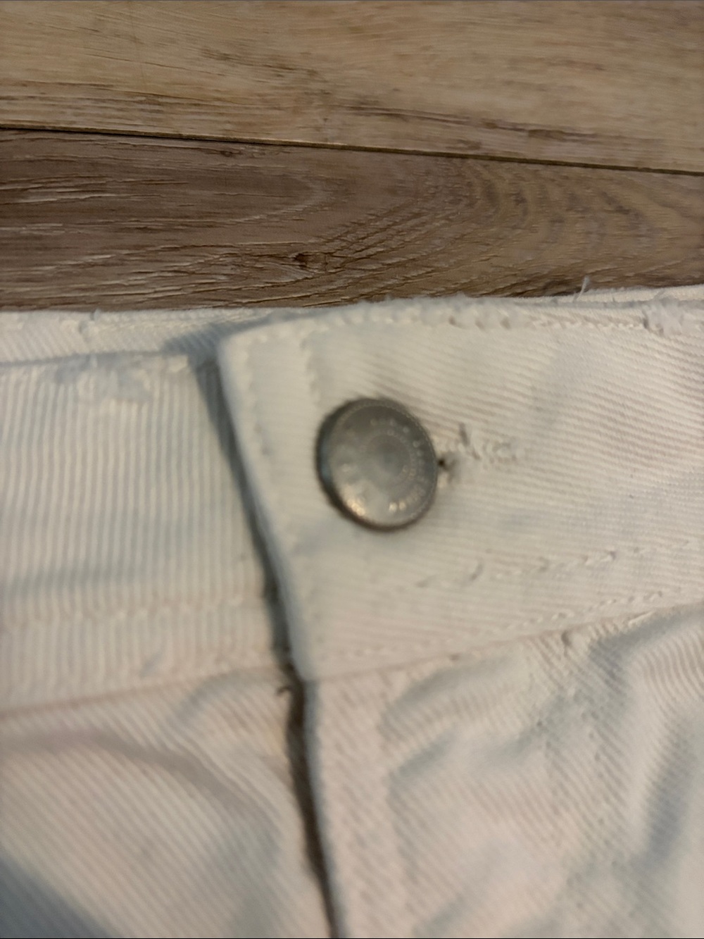 ZARA | Pearl Accent White Denim Skirt with Distressed Hem - Picture 6 of 16